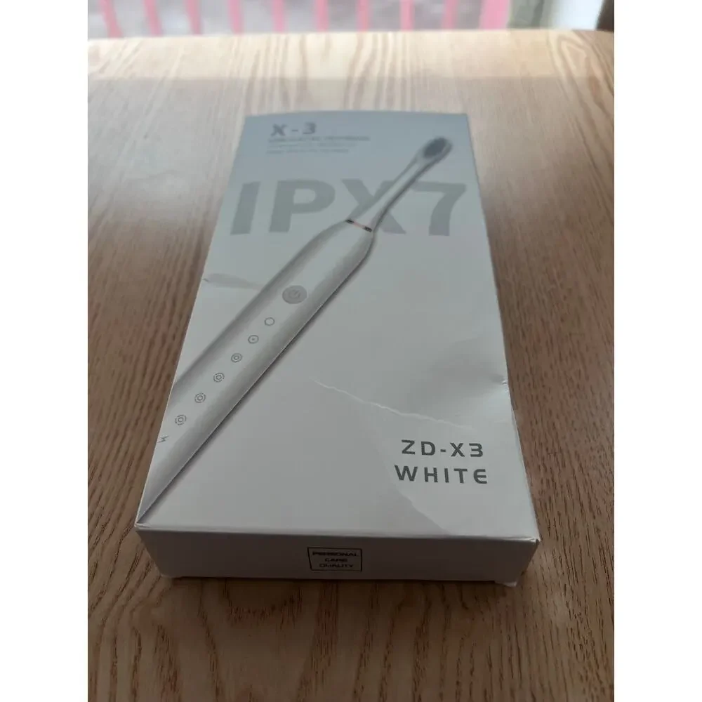 New IPX7 Sonic Electric White Toothbrush with 2 Brush Heads & USB Cable